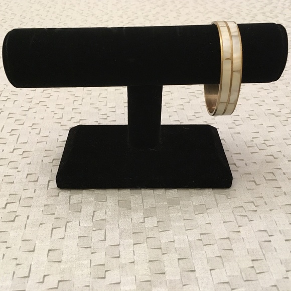Mother of Pearl Brass Bangle Bracelet - Picture 1 of 5